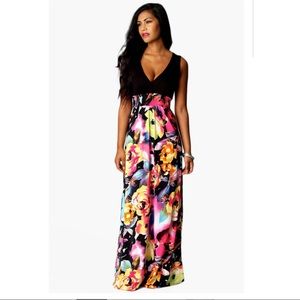 Rose Print Maxi Dress